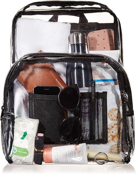 Rucsac de școală Amazon Basics, rucsac pentru femei, rucsac pentru bărbați, rucsac pentru copii, transparent din PVC, îndeplinește standardul stadionului, transparent