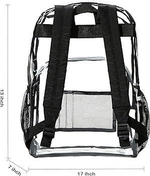 Rucsac de școală Amazon Basics, rucsac pentru femei, rucsac pentru bărbați, rucsac pentru copii, transparent din PVC, îndeplinește standardul stadionului, transparent