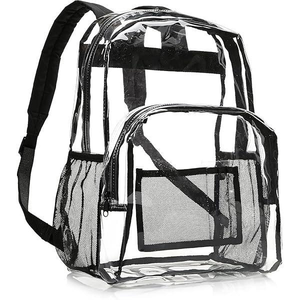 Rucsac de școală Amazon Basics, rucsac pentru femei, rucsac pentru bărbați, rucsac pentru copii, transparent din PVC, îndeplinește standardul stadionului, transparent