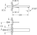 Grohe Eurocube Joy 19998000 Baterie lavoar 2 orificii 230 mm crom