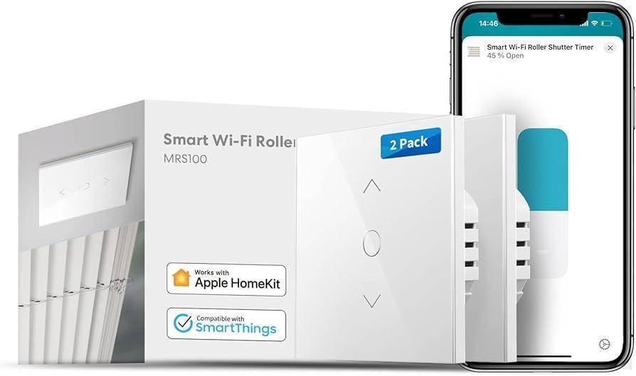 Comutatorul ruloului meross WLAN funcționează cu Homekit, rulourile Alexa, întrerupătorul jaluzelelor inteligente necesită conductor neutru, temporizator și control vocal, compatibil cu Siri, Alexa, Asistent Google