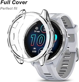Miimall compatibilă cu Garmin Forerunner 965 Husă cu protector de ecran din sticlă, carcasă de protecție dură pentru computer cu protecție completă, rezistentă la zgârieturi, pentru Garmin Forerunner 965 - negru