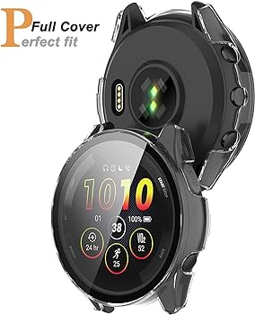 Miimall compatibilă cu Garmin Forerunner 965 Husă cu protector de ecran din sticlă, carcasă de protecție dură pentru computer cu protecție completă, rezistentă la zgârieturi, pentru Garmin Forerunner 965 - negru