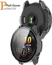 Miimall compatibilă cu Garmin Forerunner 965 Husă cu protector de ecran din sticlă, carcasă de protecție dură pentru computer cu protecție completă, rezistentă la zgârieturi, pentru Garmin Forerunner 965 - negru
