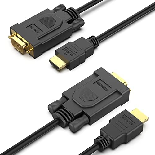 Cablu convertor BENFEI HDMI la VGA 1,8 m, HDMI la VGA D-SUB 15 pini M/M suport pentru conversia completă a semnalului 1080P de la intrarea HDMI laptop HDTV la ieșire VGA monitoare proiector, televizor