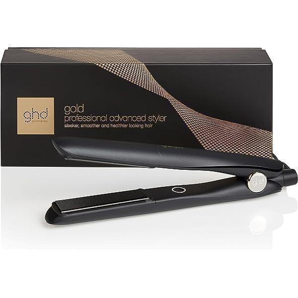 ghd gold - Placă de îndreptat părul profesională pentru îndreptarea, ondularea și crearea de valuri, temperatură optimă de coafare 185ºC, tehnologie cu două zone, negru