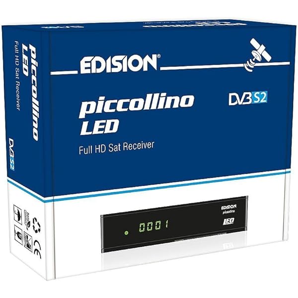 Receptor combo Edision PICCOLLO S2+T2/C H.265/HEVC (DVB-S2, DVB-T2, DVB-C) CI Full HD USB negru, telecomandă universală 2 în 1