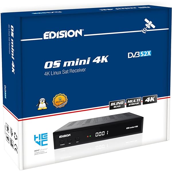 Receptor combo Edision PICCOLLO S2+T2/C H.265/HEVC (DVB-S2, DVB-T2, DVB-C) CI Full HD USB negru, telecomandă universală 2 în 1