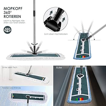Set de huse de schimb 1 bucată pentru mop din bumbac pentru suport de mop pliabil de 40 cm MADE IN EUROPE, mop de podea pentru pardoseli precum laminat, podele din lemn real, parchet, cârpe de curățat, scruber parchet [Clasa de energie A+++]