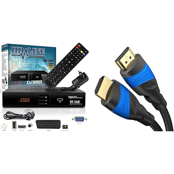 Bamof 2225 PRO Receptor satelit Receptor digital prin satelit (HDTV, DVB-S / DVB-S2, HDMI, SCART, 2X USB, Full HD 1080p) [Preprogramat pentru Astra, Hotbird și Türksat] + cablu HDMI