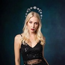CYUaoao Star Bandita Zeita Bandita cu strass Bandita pentru femei Festival Accesorii pentru par Costume pentru petrecere de aniversare Cadou de Crăciun argintiu pentru fete