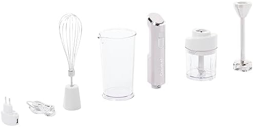 Blender de mână fără fir Cuisinart cu atașament pentru blender, tel și bol pentru amestecare cu o capacitate de 250 ml, blender cu 30 de minute de viață a bateriei, argintiu, RHB100E