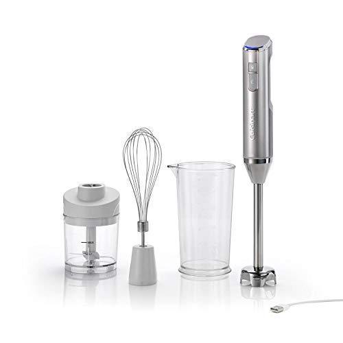 Blender de mână fără fir Cuisinart cu atașament pentru blender, tel și bol pentru amestecare cu o capacitate de 250 ml, blender cu 30 de minute de viață a bateriei, argintiu, RHB100E