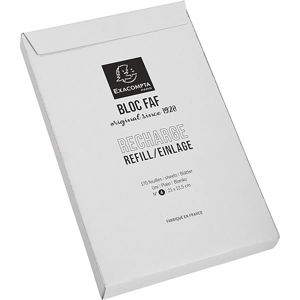 Inserții de reîncărcare Exacompta 12214E pentru bloc de scris FAF blank 1 x 170 coli, 21 x 13,5 cm, microperforate, ideale pentru notițele tale, design retro cu o eleganță atemporală