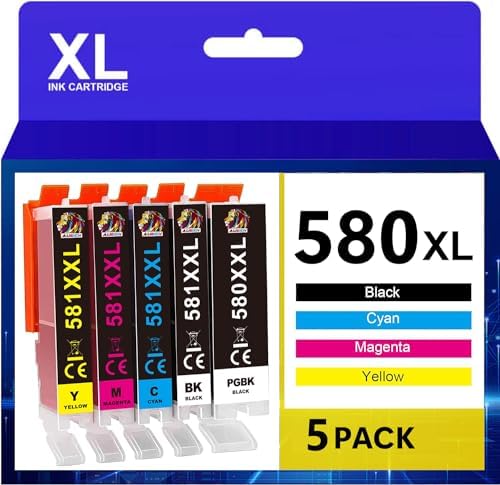 Happy Printer 10 cartușe XL compatibile cu Canon PGI 580 CLI 581 potrivite pentru Pixma TR7500 TR7550 TR8550 TS6100 TS6150 TS6151 TS6250 TS6251 TS6350 TS6351 TS705 TS95540c TS95540c