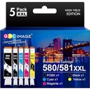 Happy Printer 10 cartușe XL compatibile cu Canon PGI 580 CLI 581 potrivite pentru Pixma TR7500 TR7550 TR8550 TS6100 TS6150 TS6151 TS6250 TS6251 TS6350 TS6351 TS705 TS95540c TS95540c