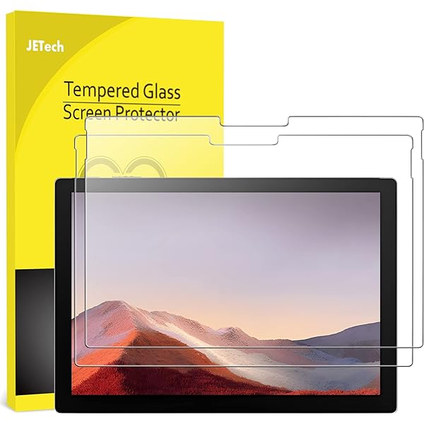 Protector de ecran JETech pentru Surface Pro 7 Plus/Surface Pro 7 12,3 inchi, protectie de ecran din sticla blindata 9H, suport Surface Pen, HD Clear, pachet de 2