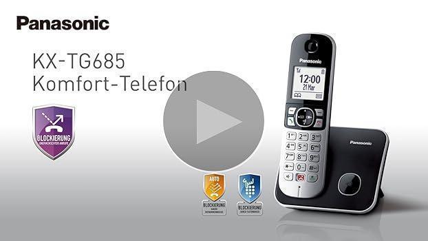 Telefon digital fără fir Panasonic KX-TGA685 (blocare automată a apelurilor, mâini libere, mod Nu deranja, diverse tonuri de apel, agendă, monitor pentru bebeluși), negru