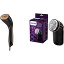 Eliminator de scame Philips pentru toate hainele, îndepărtează încurcăturile mici, 2 setări de înălțime, funcționează cu baterie (2 baterii Philips AA incluse), 8 x 12,3 x 5,8 cm, negru-auriu (GC026/80)