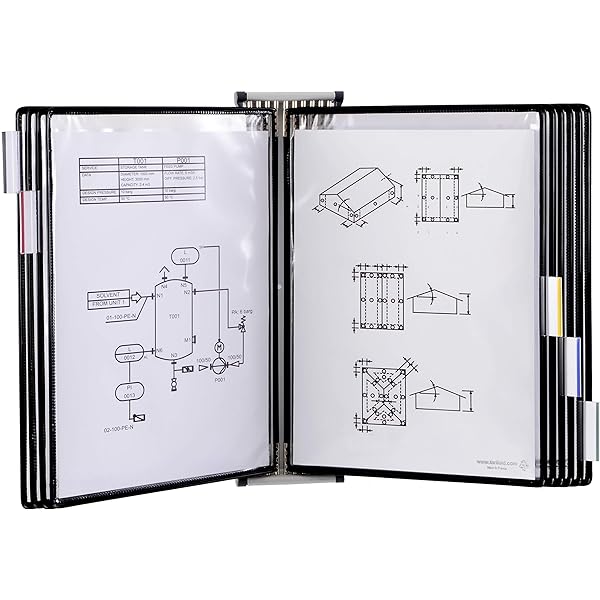 Tarifold Fr 214000 - Suport display de perete Suport document A4 - Capacitate 10 buzunare Tarifold Pivot (goale, fără buzunare) - Extensibil, metal gri