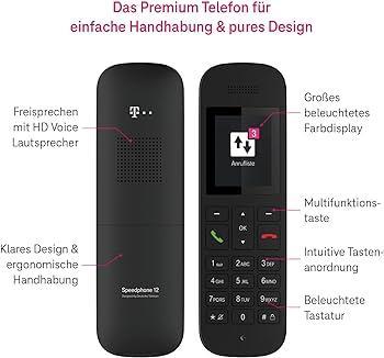 Telekom Speedphone 12 Black, 19,99 x 7,01 x 11 cm; 390 de grame
