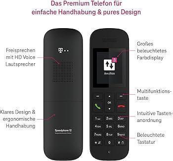 Telekom Speedphone 12 Black, 19,99 x 7,01 x 11 cm; 390 de grame