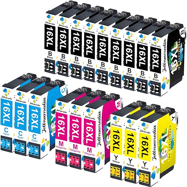 Tinnee Pachet de 9 cartușe multipack 16XL compatibile cu cartușe Epson 16 XL Epson 16XL Cartușe Epson wf 2760 pentru Workforce WF-2630 WF-2760 WF-2750 WF-2660 WF-2650 WF-25400 WF-25400 WF-25400