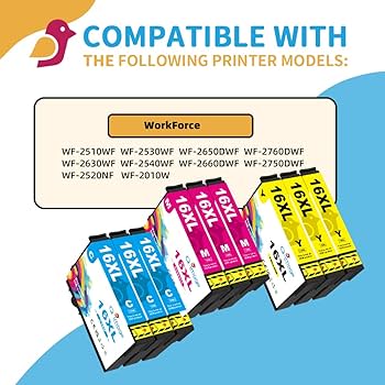 Tinnee Pachet de 9 cartușe multipack 16XL compatibile cu cartușe Epson 16 XL Epson 16XL Cartușe Epson wf 2760 pentru Workforce WF-2630 WF-2760 WF-2750 WF-2660 WF-2650 WF-25400 WF-25400 WF-25400