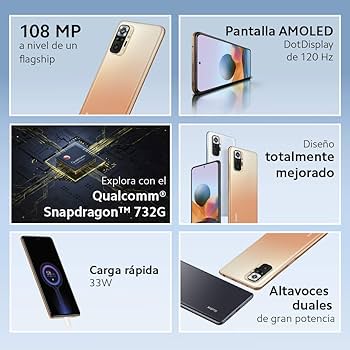 Xiaomi Redmi Note 10 Pro (6.67"), smartphone Android puternic fără contract + căști, afișaj AMOLED de 120 Hz, 6 GB RAM + 64 GB spațiu de stocare, SIM dual, cameră quad de 108 MP, albastru-[Exclusiv Amazon]