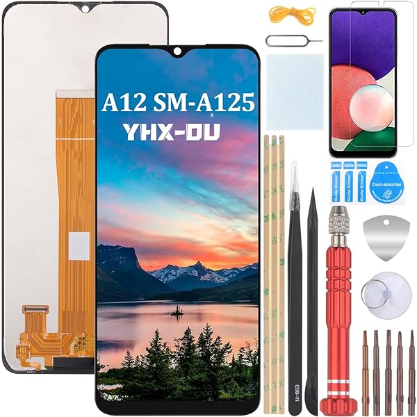 Ecran YHX-OU 6,5" pentru Samsung Galaxy A12 SM-A125F A125M A125U Ecran LCD Ecran tactil Ecran de înlocuire cu instrumente + Film de protecție A12 (negru + cadru)