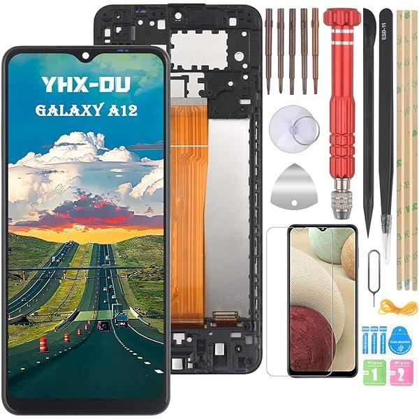 Ecran YHX-OU 6,5" pentru Samsung Galaxy A12 SM-A125F A125M A125U Ecran LCD Ecran tactil Ecran de înlocuire cu instrumente + Film de protecție A12 (negru + cadru)