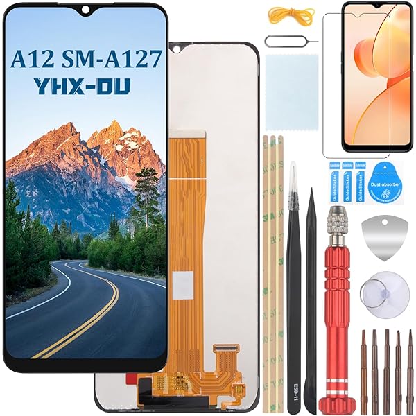 Ecran YHX-OU 6,5" pentru Samsung Galaxy A12 SM-A125F A125M A125U Ecran LCD Ecran tactil Ecran de înlocuire cu instrumente + Film de protecție A12 (negru + cadru)