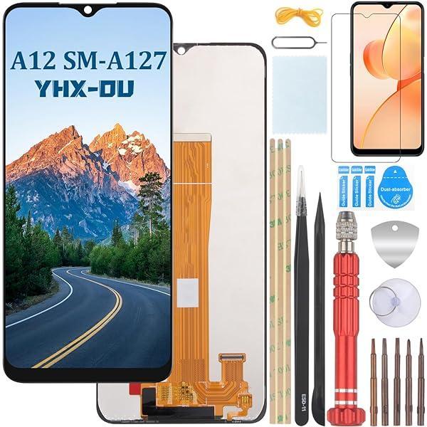 Ecran YHX-OU 6,5" pentru Samsung Galaxy A12 SM-A125F A125M A125U Ecran LCD Ecran tactil Ecran de înlocuire cu instrumente + Film de protecție A12 (negru + cadru)