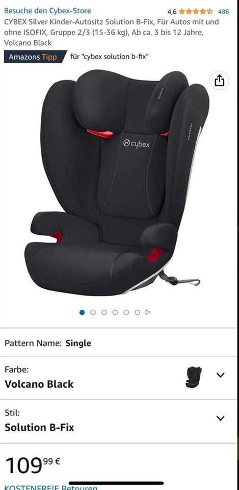 Scaun auto pentru copii CYBEX Silver Solution B-Fix, pentru mașini cu și fără ISOFIX, grupa 2/3 (15-36 kg), de la aproximativ 3 la 12 ani, Volcano Black