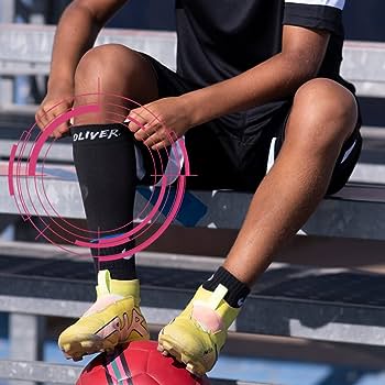 Oliver OLI GPS Soccer Tracker-Shin Guard Covers-App iOS și Android pentru a juca mai bine și a preveni rănile Fußball, blau, Klein