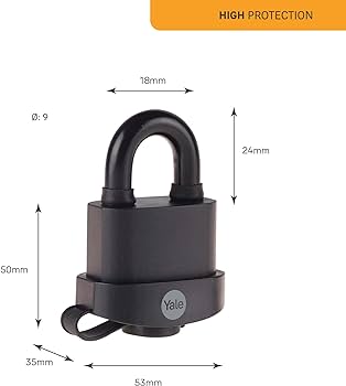 Yale - Y220B/51/118/1 Lacăt rezistent la intemperii de 51 mm de înaltă securitate - Catena de oțel deschisă - 3 chei
