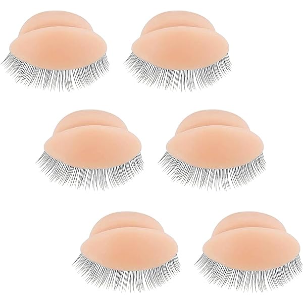 Asixxsix 3 perechi de pleoape de înlocuire pentru cap de manechin, pleoape realiste detașabile cu gene Practică silicon pentru cap de manechin Pleoape de manechin (roz)