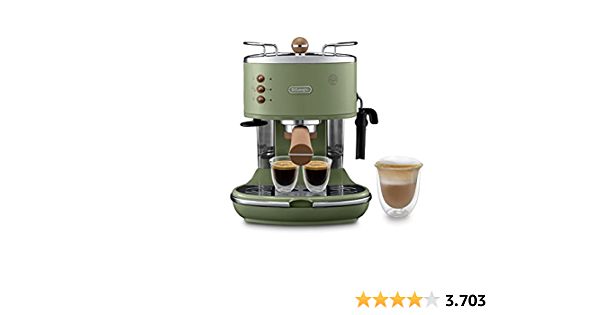De'Longhi Icona Vintage ECOV 311.GR - espressor portafiltru cu aspect retro, espressor cu spumant manual de lapte, pentru cafea praf sau tampon ESE, rezervor apa 1,4 l, verde