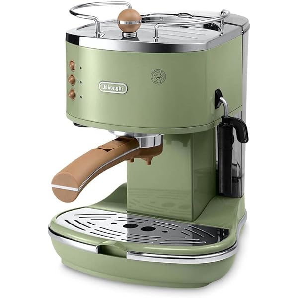 De'Longhi Icona Vintage ECOV 311.GR - espressor portafiltru cu aspect retro, espressor cu spumant manual de lapte, pentru cafea praf sau tampon ESE, rezervor apa 1,4 l, verde