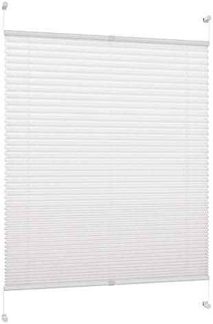 Jaluzele plisate DécoProfi fără găurire alb 60cm x 200cm (înălțimea totală max. a cercevelei ferestrei) I Jaluzele plisate tensionate realizate pe măsură cu suport de clemă/Klemmfix I Jaluzele plisate cadru interior opac pentru prindere