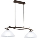 Lampă suspendată EGLO Vinovo, lampă suspendată cu 2 becuri, vintage, rustică, suspendată din oțel și sticlă alabastru de culoare maro închis, alb, lampă de masă, lampă de sufragerie suspendată cu dulie E27 [Clasa de energie D]
