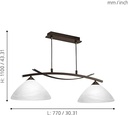 Lampă suspendată EGLO Vinovo, lampă suspendată cu 2 becuri, vintage, rustică, suspendată din oțel și sticlă alabastru de culoare maro închis, alb, lampă de masă, lampă de sufragerie suspendată cu dulie E27 [Clasa de energie D]