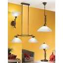 Lampă suspendată EGLO Vinovo, lampă suspendată cu 2 becuri, vintage, rustică, suspendată din oțel și sticlă alabastru de culoare maro închis, alb, lampă de masă, lampă de sufragerie suspendată cu dulie E27 [Clasa de energie D]