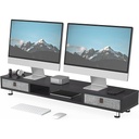 Suport pentru monitor dublu Fenge, suport pentru ecran, picioare din plută ecologică pentru computer, televizor, laptop, suport pentru monitor, 108x23,5x11,6 cm, capacitate de încărcare 45 kg, stejar