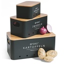 Cutie de depozitare pentru cartofi Homety [Set de 3] - Bucătărie decorativă - Modul ideal pentru depozitarea cepei, depozitarea cartofilor și depozitarea usturoiului (alb)