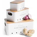 Cutie de depozitare pentru cartofi Homety [Set de 3] - Bucătărie decorativă - Modul ideal pentru depozitarea cepei, depozitarea cartofilor și depozitarea usturoiului (alb)