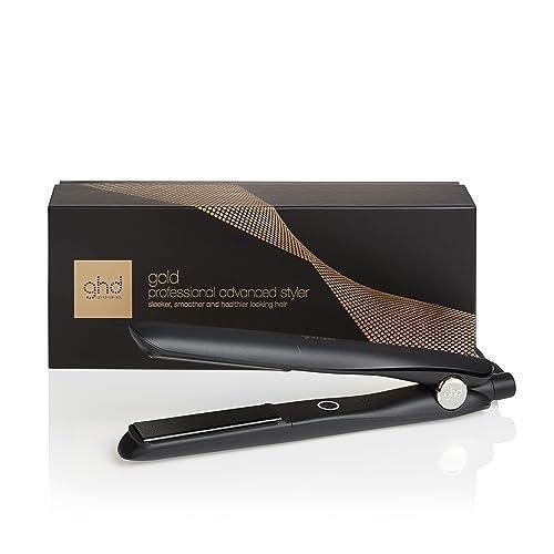 ghd gold - Placă de îndreptat părul profesională pentru îndreptarea, ondularea și crearea de valuri, temperatură optimă de coafare 185ºC, tehnologie cu două zone, negru