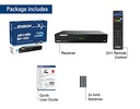 Receptor combo Edision PICCOLLO S2+T2/C H.265/HEVC (DVB-S2, DVB-T2, DVB-C) CI Full HD USB negru, telecomandă universală 2 în 1