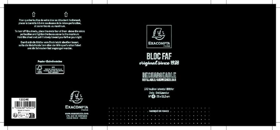 Inserții de reîncărcare Exacompta 12214E pentru bloc de scris FAF blank 1 x 170 coli, 21 x 13,5 cm, microperforate, ideale pentru notițele tale, design retro cu o eleganță atemporală