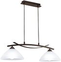 Lampă suspendată EGLO Vinovo, lampă suspendată cu 2 becuri, vintage, rustică, suspendată din oțel și sticlă alabastru de culoare maro închis, alb, lampă de masă, lampă de sufragerie suspendată cu dulie E27 [Clasa de energie D]